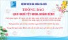 THÔNG BÁO: LỊCH NGHĨ TẾT KHOA KHÁM BỆNH