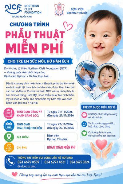 Đăng ký chương trình phẫu thuật  miễn phí cho trẻ em sứt môi, hở hàm ếch