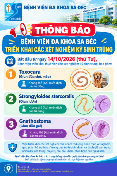 BỆNH VIỆN ĐA KHOA SA ĐÉC TRIỂN KHAI CÁC XÉT NGHIỆM KÝ SINH TRÙNG