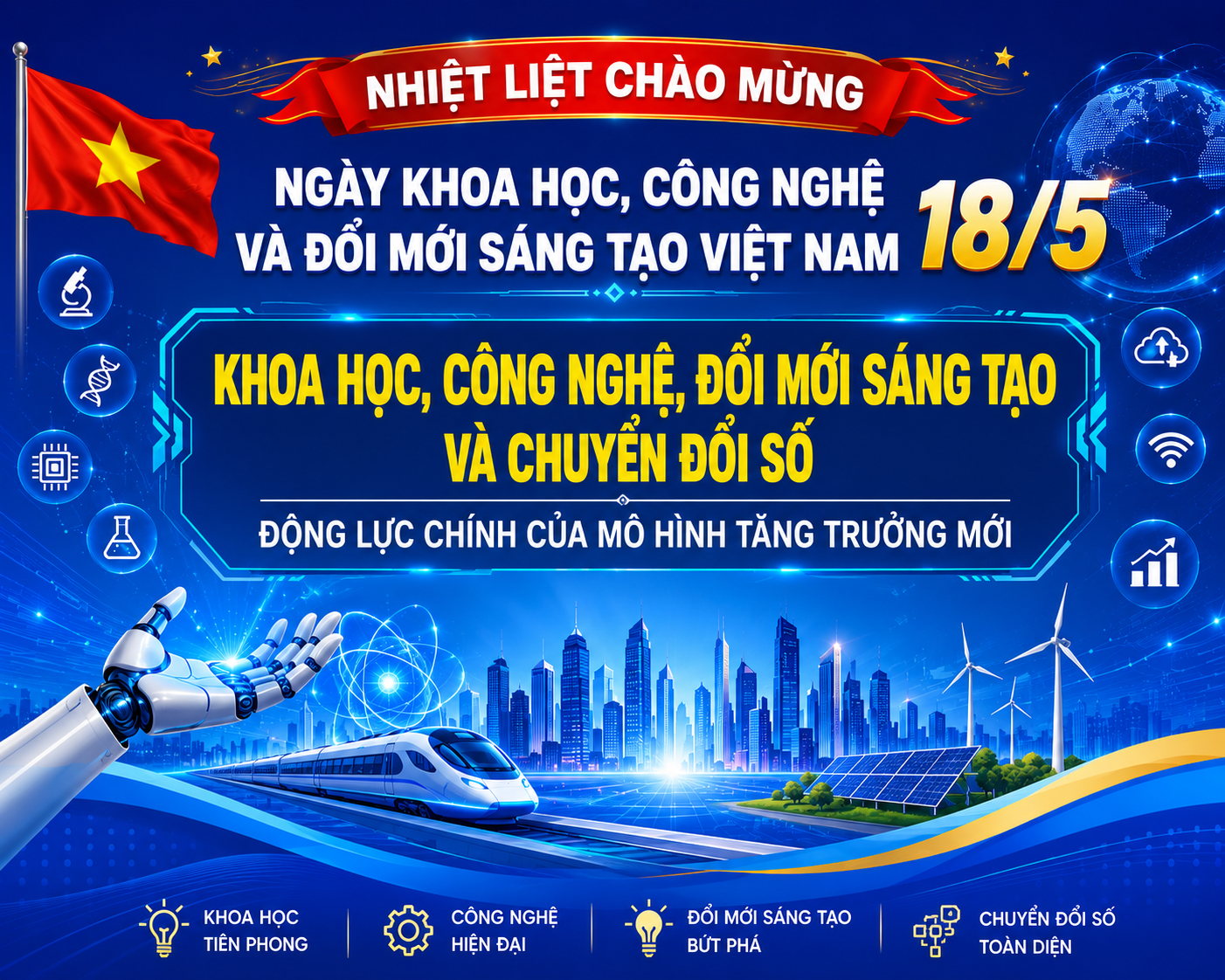 Nhiệt liệt chào mừng Ngày Khoa học, Công nghệ và Đổi mới  sáng tạo Việt Nam 18/5